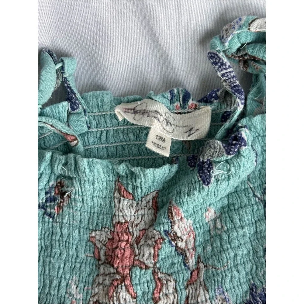 12M Girls' Floral Mint Jumpsuit Romper